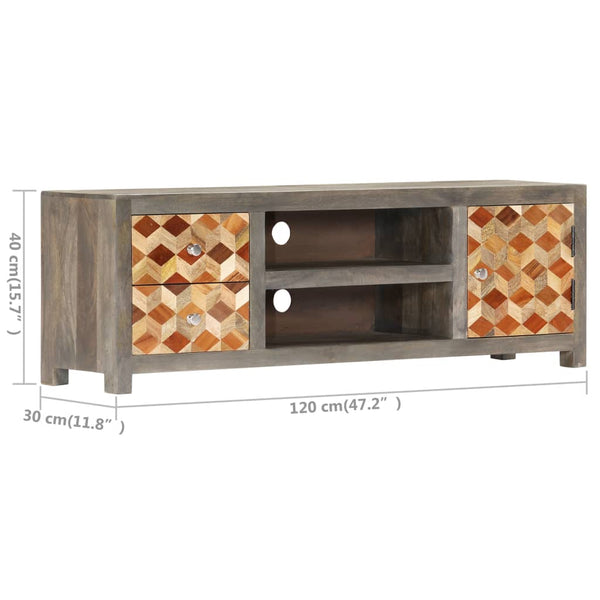 vidaXL TV Cabinet Grey 120x30x40 cm Solid Mango Wood