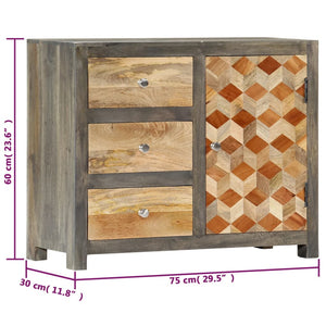 vidaXL Sideboard Grey 75 x 30 x 60 cm Solid Mango Wood