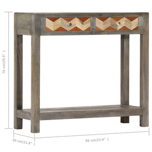 vidaXL Console Table Grey 86x30x76 cm Solid Mango Wood