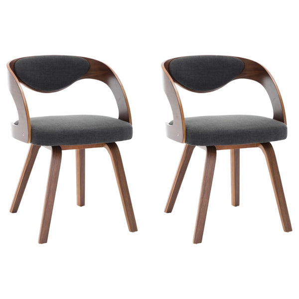 vidaXL Dining Chairs 2 pcs Dark Grey Bentwood and Fabric