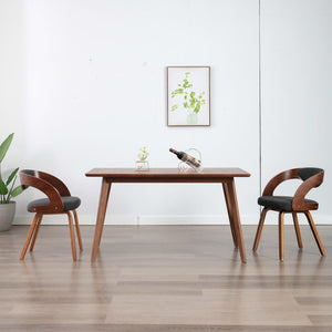 vidaXL Dining Chairs 2 pcs Dark Grey Bentwood and Fabric