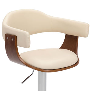 vidaXL Bar Stools 2 pcs Cream Bentwood and Faux Leather