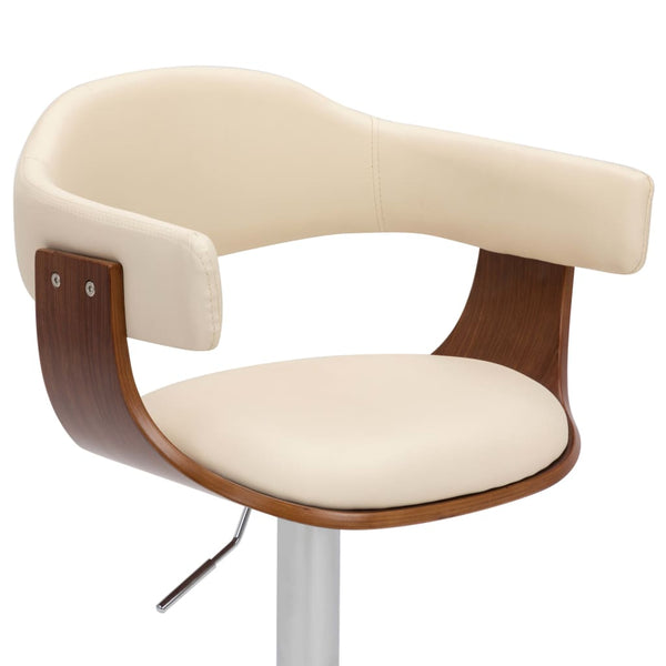 vidaXL Bar Stools 2 pcs Cream Bentwood and Faux Leather