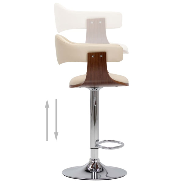 vidaXL Bar Stools 2 pcs Cream Bentwood and Faux Leather
