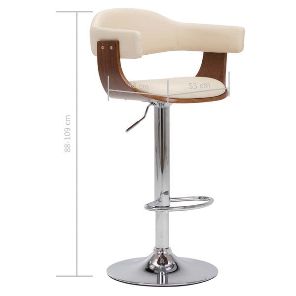 vidaXL Bar Stools 2 pcs Cream Bentwood and Faux Leather