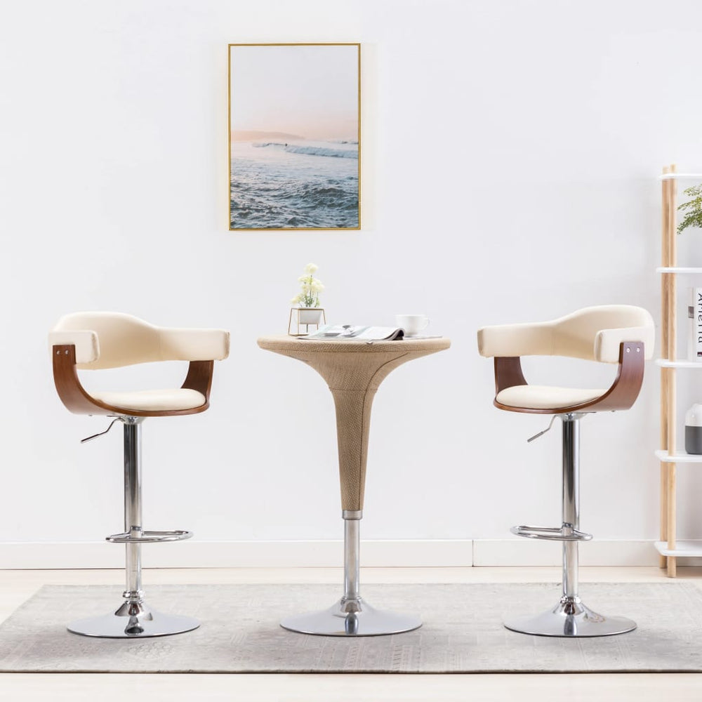 vidaXL Bar Stools 2 pcs Cream Bentwood and Faux Leather