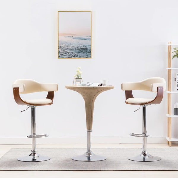vidaXL Bar Stools 2 pcs Cream Bentwood and Faux Leather