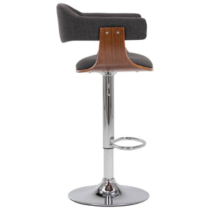 vidaXL Bar Stools 2 pcs Grey Bentwood and Fabric
