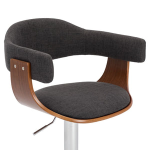 vidaXL Bar Stools 2 pcs Grey Bentwood and Fabric