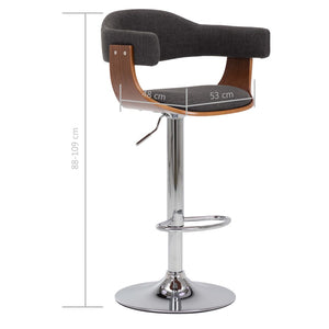 vidaXL Bar Stools 2 pcs Grey Bentwood and Fabric
