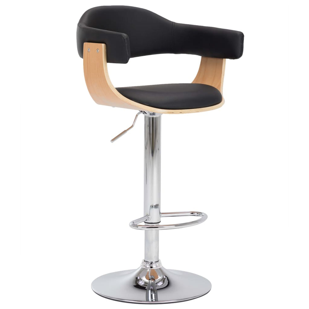vidaXL Bar Stools 2 pcs Black Bentwood and Faux Leather