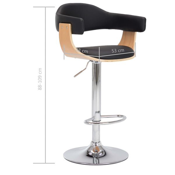 vidaXL Bar Stools 2 pcs Black Bentwood and Faux Leather
