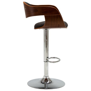 vidaXL Bar Stools Grey Bentwood and Fabric