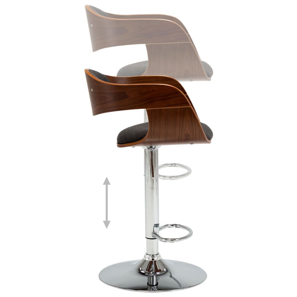 vidaXL Bar Stools Grey Bentwood and Fabric