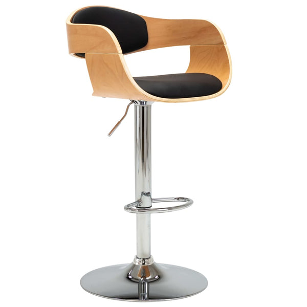 vidaXL Bar Stool Black Bentwood and Faux Leather