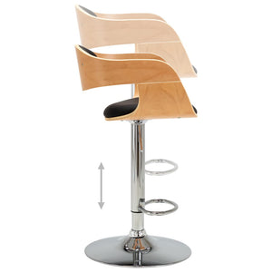 vidaXL Bar Stool Black Bentwood and Faux Leather