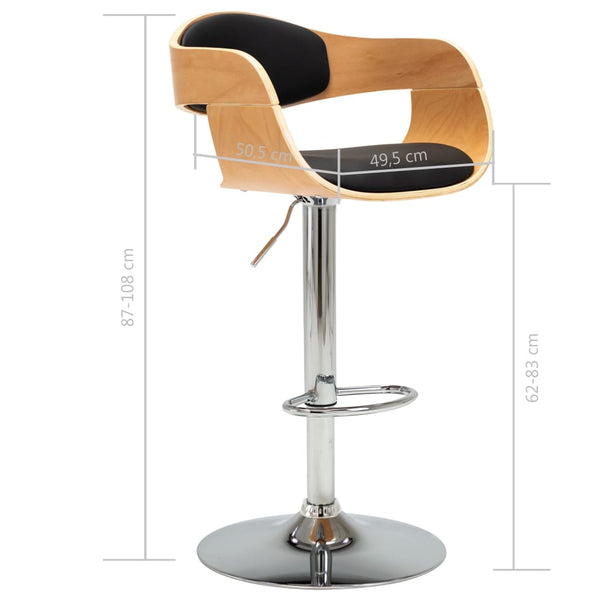 vidaXL Bar Stool Black Bentwood and Faux Leather