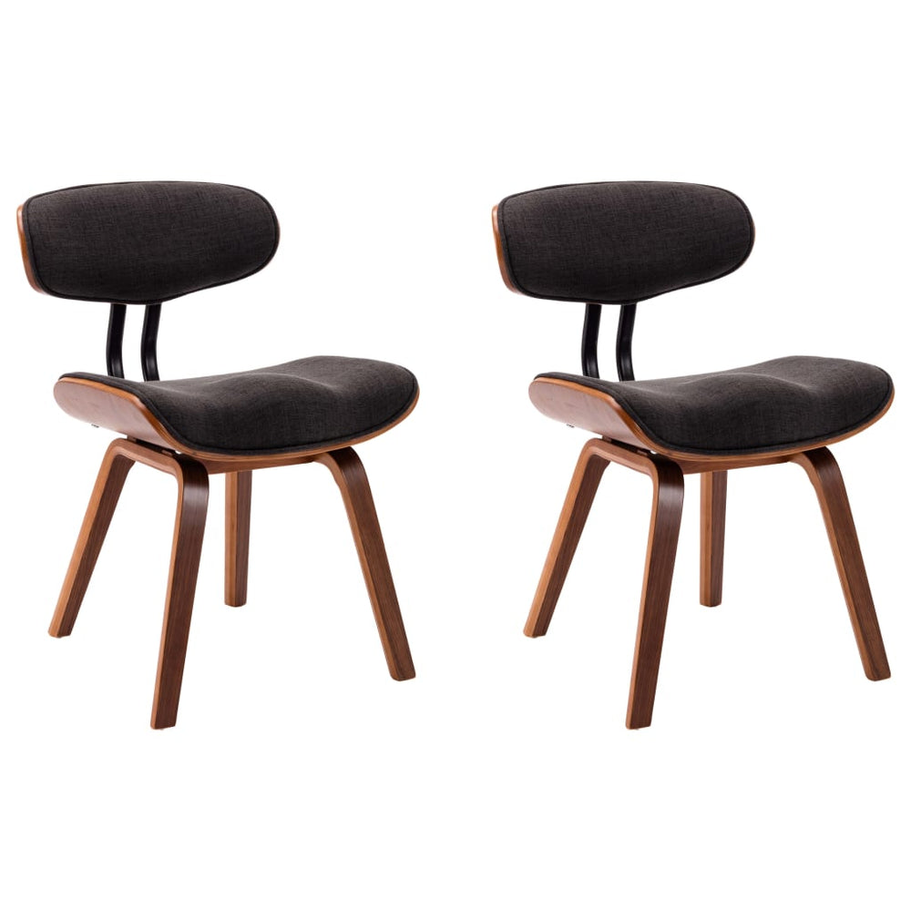 vidaXL Dining Chairs 2 pcs. Grey Bentwood and Fabric