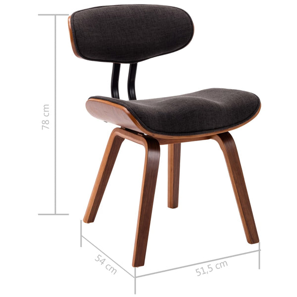 vidaXL Dining Chairs 2 pcs. Grey Bentwood and Fabric