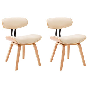 vidaXL Dining Chairs 2 pcs Cream Bentwood and Faux Leather