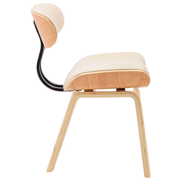 vidaXL Dining Chairs 2 pcs Cream Bentwood and Faux Leather