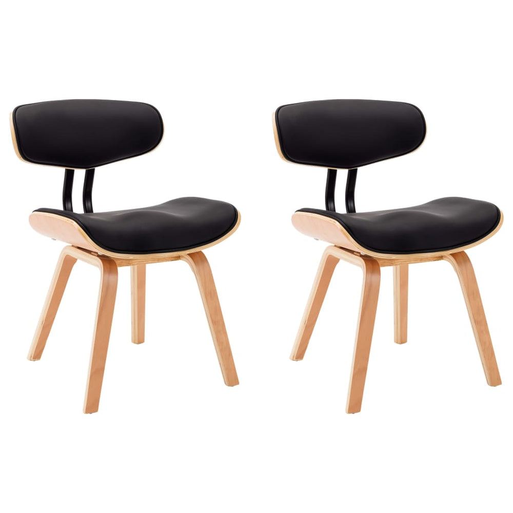 vidaXL Dining Chairs 2 pcs Black Bentwood and Faux Leather