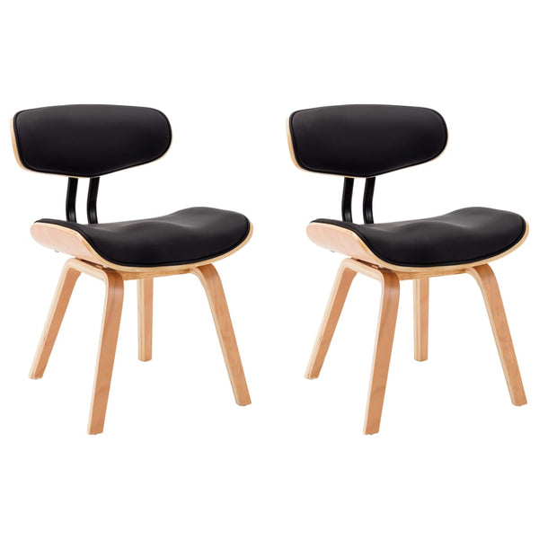 vidaXL Dining Chairs 2 pcs Black Bentwood and Faux Leather