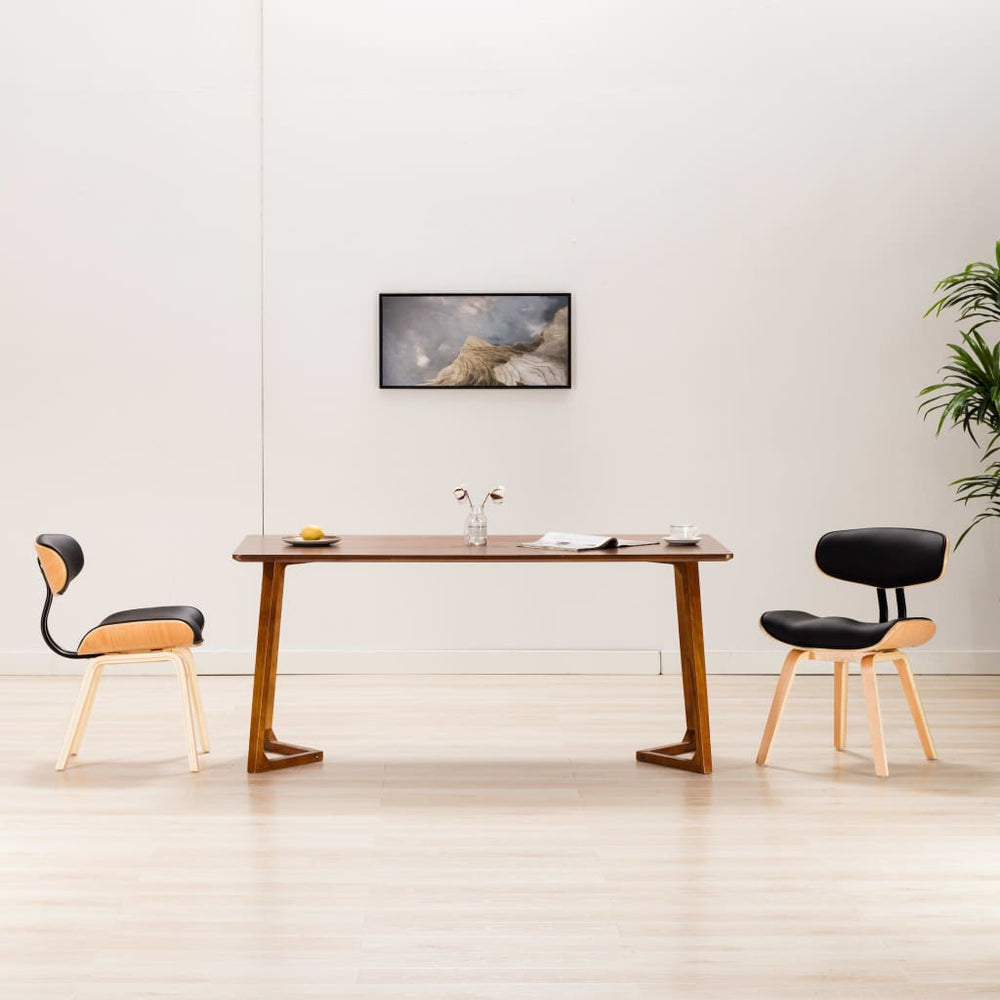 vidaXL Dining Chairs 2 pcs Black Bentwood and Faux Leather