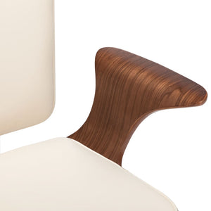 vidaXL Swivel Office Chair Cream Faux Leather and Bentwood