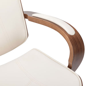 vidaXL Swivel Office Chair with Headrest Cream Faux Leather Bentwood
