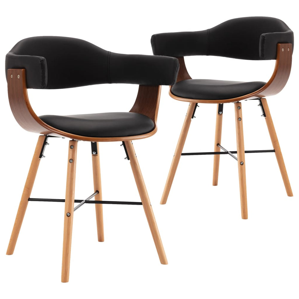 vidaXL Dining Chairs 2 pcs Black Faux Leather and Bentwood