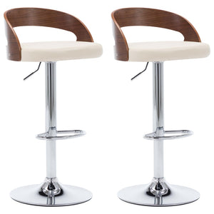 vidaXL Bar Stools 2 pcs Cream White Faux Leather and Bentwood