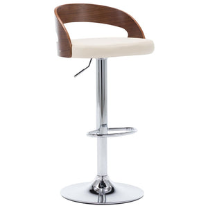 vidaXL Bar Stools 2 pcs Cream White Faux Leather and Bentwood
