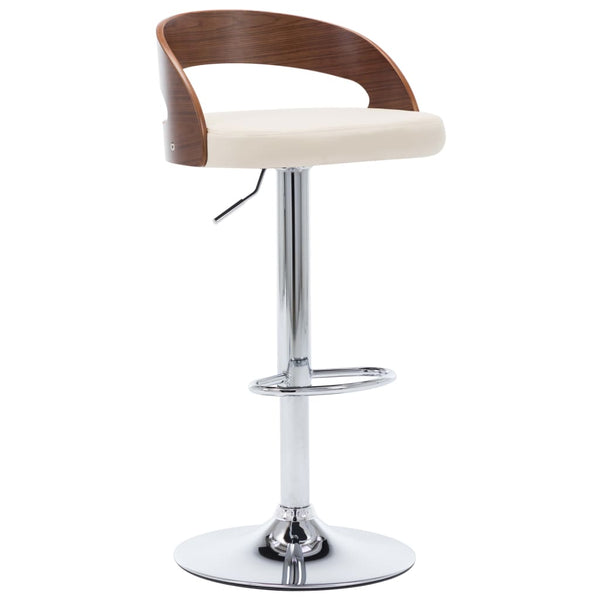 vidaXL Bar Stools 2 pcs Cream White Faux Leather and Bentwood