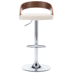 vidaXL Bar Stools 2 pcs Cream White Faux Leather and Bentwood