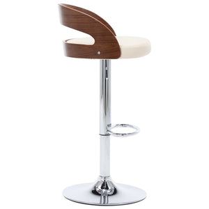 vidaXL Bar Stools 2 pcs Cream White Faux Leather and Bentwood