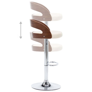 vidaXL Bar Stools 2 pcs Cream White Faux Leather and Bentwood