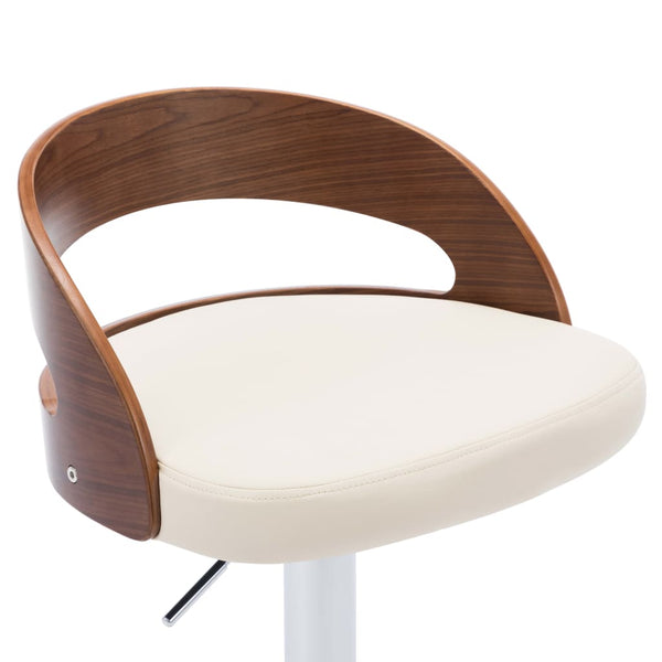 vidaXL Bar Stools 2 pcs Cream White Faux Leather and Bentwood