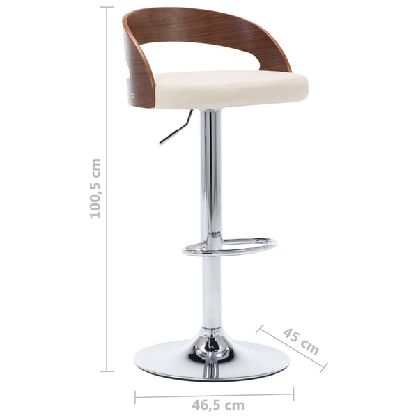 vidaXL Bar Stools 2 pcs Cream White Faux Leather and Bentwood
