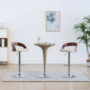 vidaXL Bar Stools 2 pcs Cream White Faux Leather and Bentwood