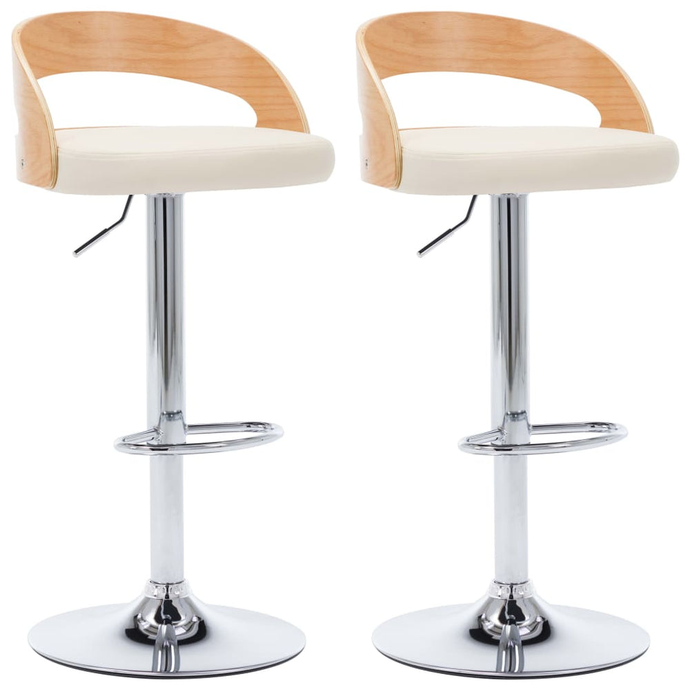 vidaXL Bar Stools 2 pcs Cream White Faux Leather and Bentwood
