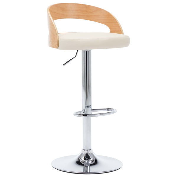 vidaXL Bar Stools 2 pcs Cream White Faux Leather and Bentwood