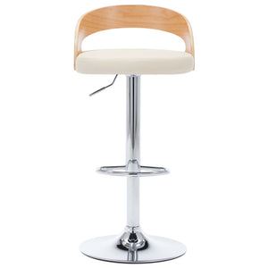 vidaXL Bar Stools 2 pcs Cream White Faux Leather and Bentwood