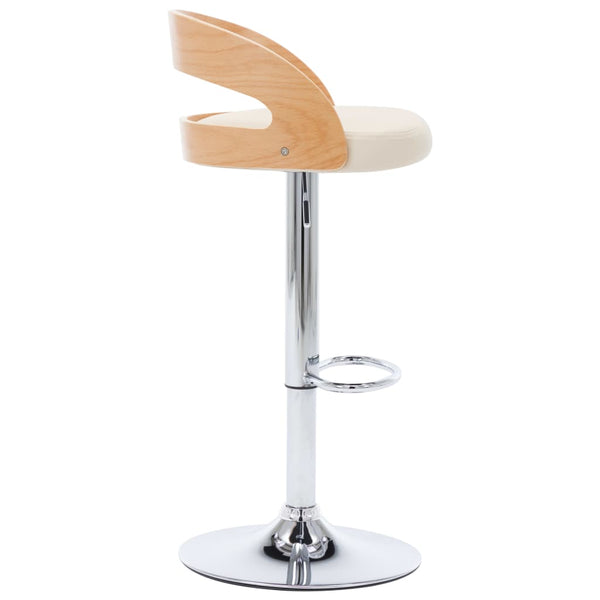 vidaXL Bar Stools 2 pcs Cream White Faux Leather and Bentwood