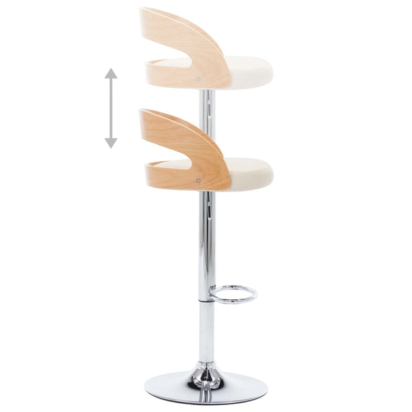 vidaXL Bar Stools 2 pcs Cream White Faux Leather and Bentwood