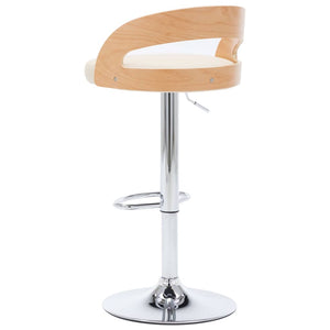 vidaXL Bar Stools 2 pcs Cream White Faux Leather and Bentwood