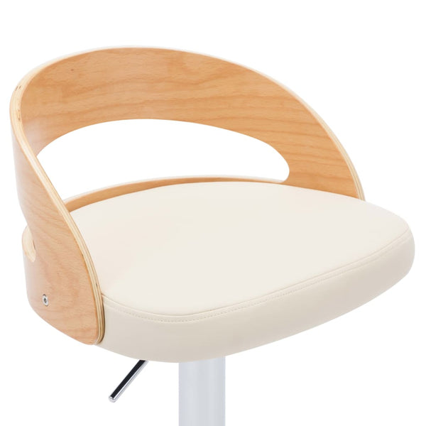 vidaXL Bar Stools 2 pcs Cream White Faux Leather and Bentwood