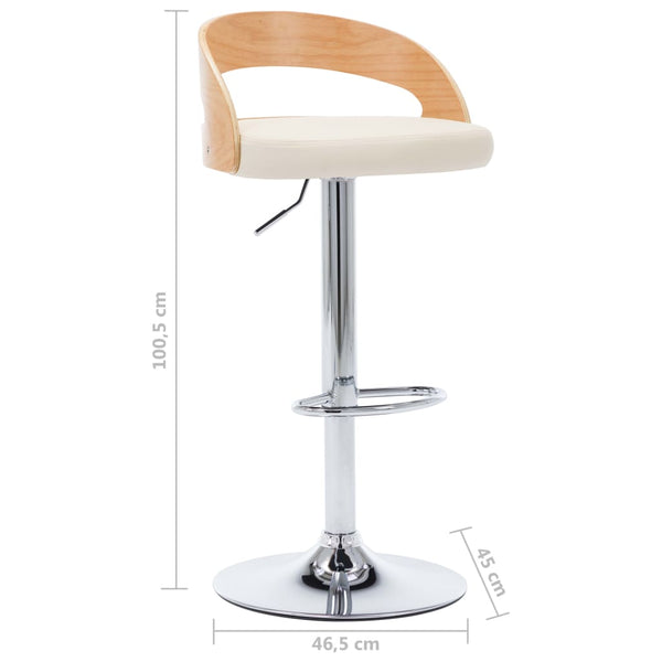 vidaXL Bar Stools 2 pcs Cream White Faux Leather and Bentwood