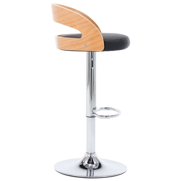 vidaXL Bar Stools 2 pcs Black Faux Leather and Bentwood