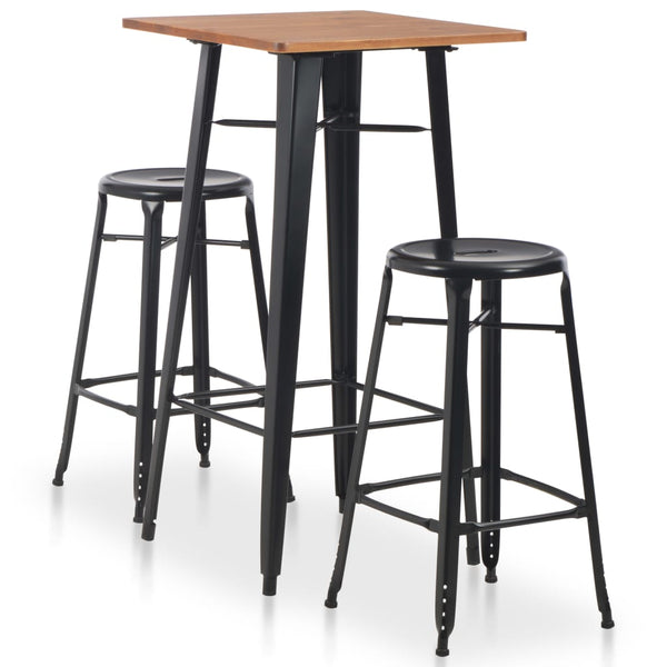 vidaXL 3-Piece Bar Set Steel Black